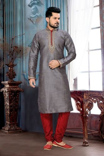 Grey Color Ghicha Silk  Kurta Payjama