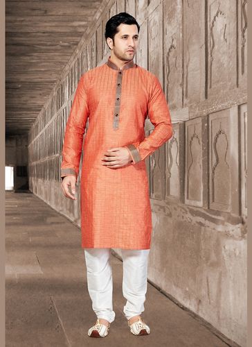 Ravishing Orange Color Ethnic Kurta Payjama