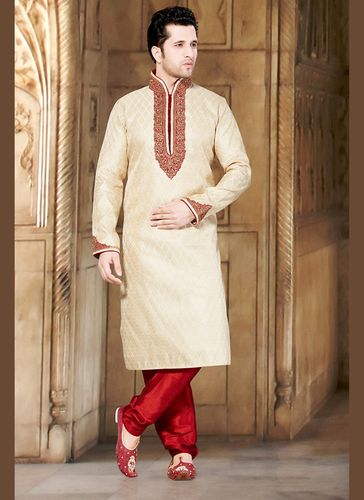 Cream Hue Stylish Look Kurta Payjama