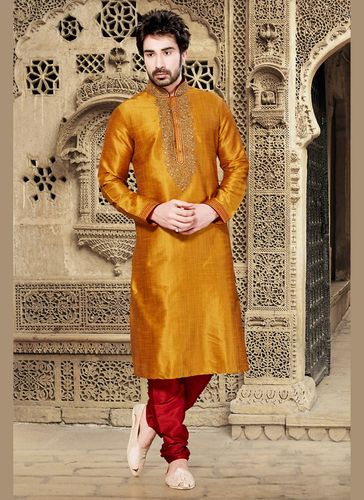Cyan Gold Color Kurta Payjama