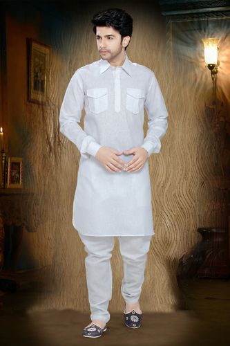 White Color Ethnic Design Kurta Payjama