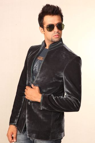 Modern Grey Velvet Blazer BL5006