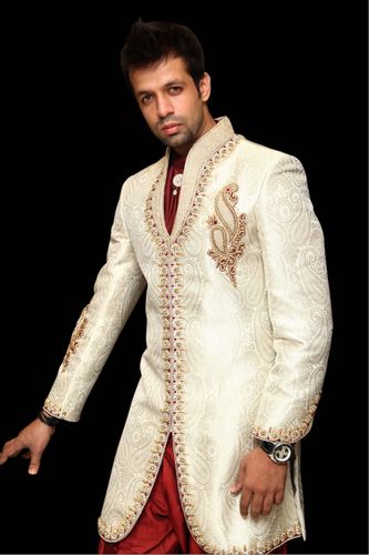 Off White Trendy Short Length Sherwani BL2001