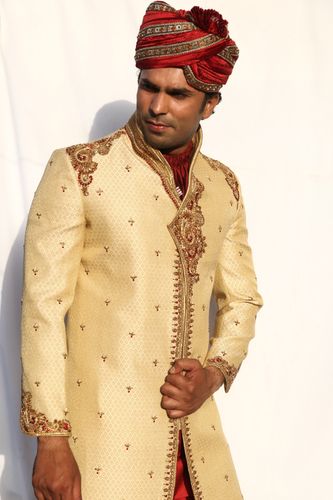 Kedia And Highneck Style Gold Sherwani BL2019