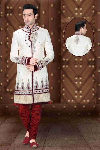 Mens Brilliant Look Cream Royal Sherwani