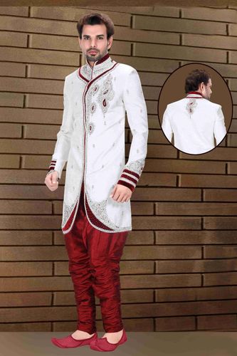 Mens Beguiling White Color Royal Sherwani For Wedding