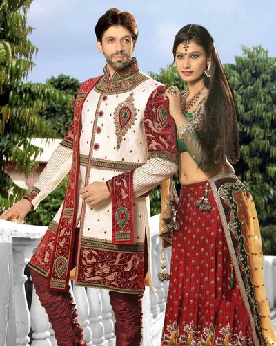 Antique Designer Collection Mens White Color Royal Sherwani