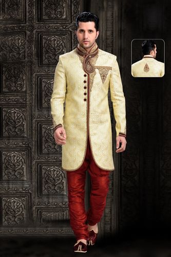 Cream Elegant Royal Sherwani For Sangeet And Wedding