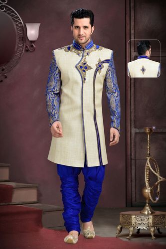 Enanece Your Lookblue Cream Royal Sherwani