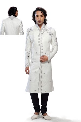 Mens Serene Lemon Cream Color Royal Sherwani For Wedding