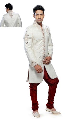 Mens Beautiful Cream Festive Seasons Royal Sherwani