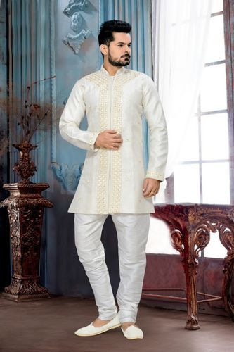 Charming Look Mens White Color Royal Sherwani