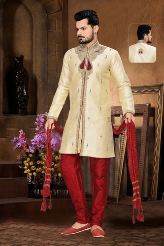 Beautiful Look Cream Color Royal Sherwani