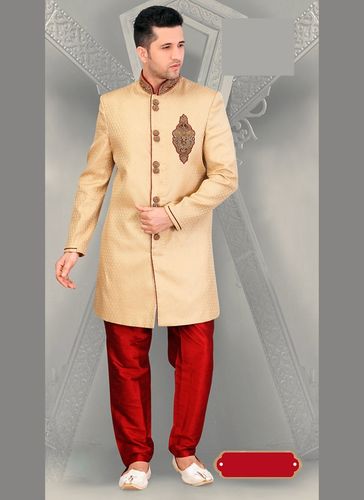 Elite Ethnic Beige Attractive Look Royal Sherwani