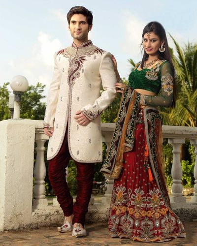 Ethnic Look Mens Cream Color Royal Sherwani