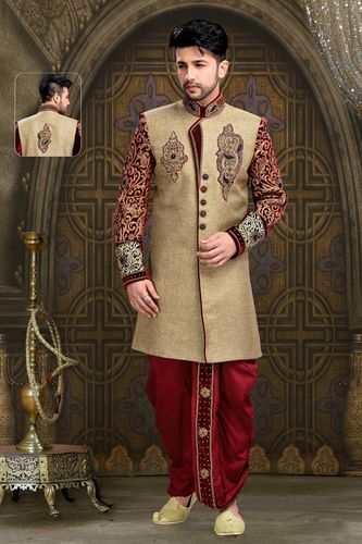 Gorgeous Attractive Look Brown Color Royal Sherwani
