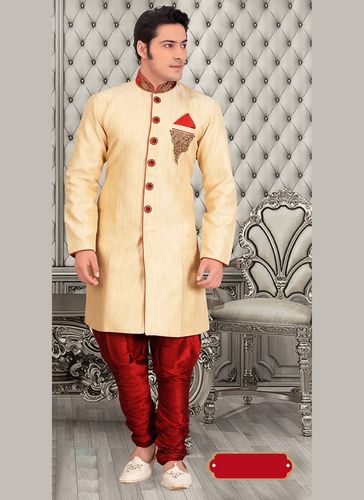Distinctive Look Cream Royal Sherwani For Festivals