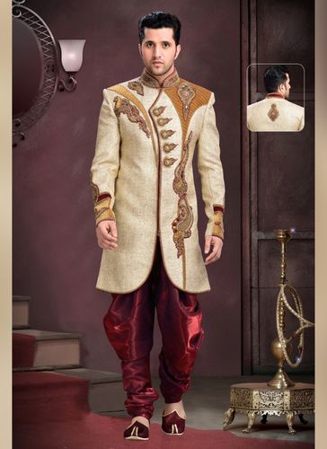Speldid Look Mens Beige Color Royal Sherwani