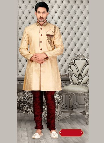 Designer Collection Cream Color Engrossing Royal Sherwani