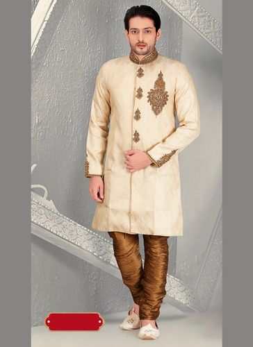 Mens Beautifull Wedding Look Cream Royal Sherwani