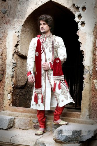 White Augmenting Sherwanifor Mens Wedding