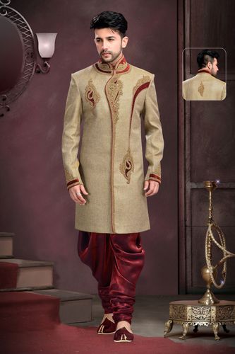 Mens Brown Color Sangeet Sherwani