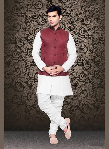 Royal And Rich Maroon Color Linen Nehru Jacket