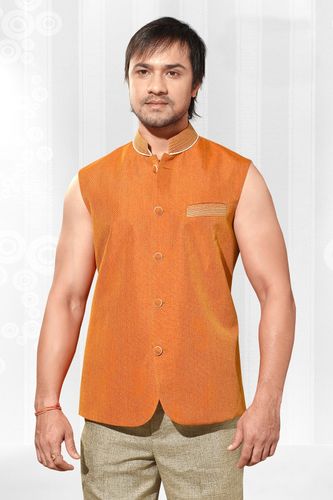 Tangy Orange Color Nehru Jacket