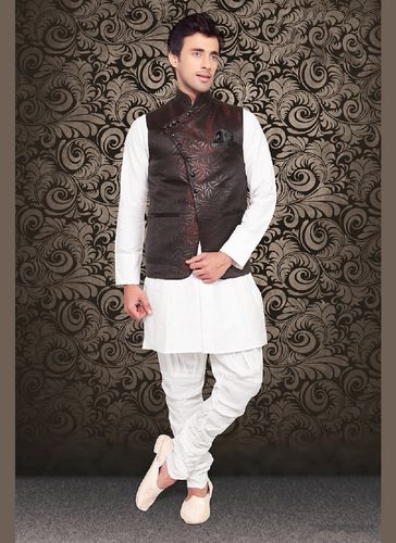 Dazzing Style Maroon Color Brocade Nehru Jacket