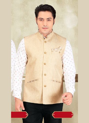 Smashing Your Look Beige Color Imported Nehru Jacket