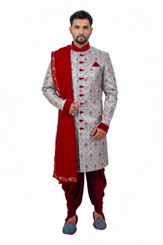 Multi Zaribrocadesilk Unique Design Indowestern Sherwani