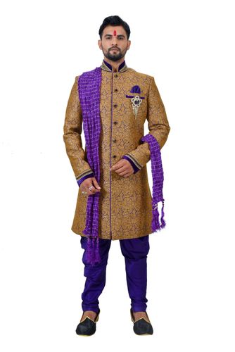 Camel Jutibrocadesilk Indowestern Sherwani