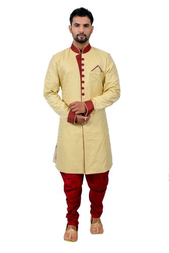 Golden Katanstepalbrocadesilk Indowestern Sherwani