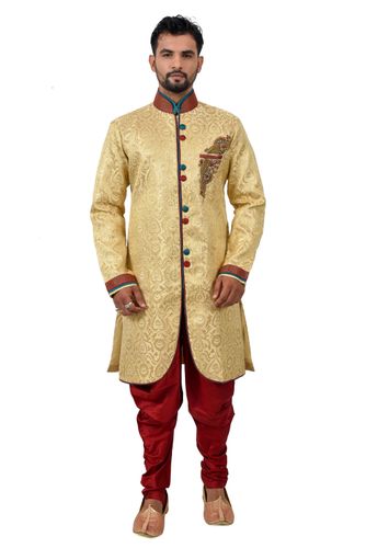Golden Zaribrocadesilk Online Indowestern Sherwani