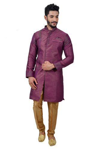 Purple Artsilk Indowestern Sherwani