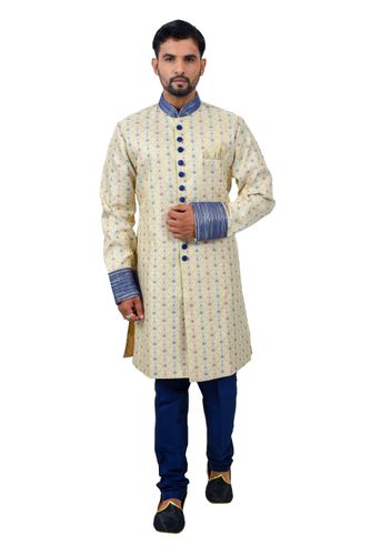 Cream Zaribrocadesilk Indowestern Sherwani