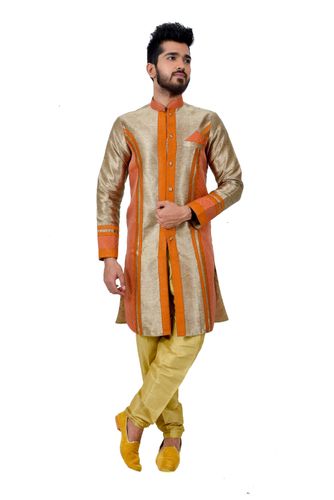 Khakhi Artsilk Indowestern Sherwani