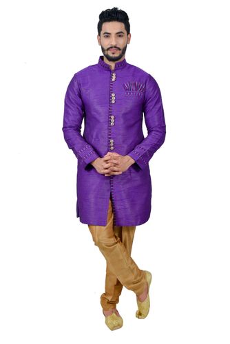 Darkviolet Artsilk Indowestern Sherwani