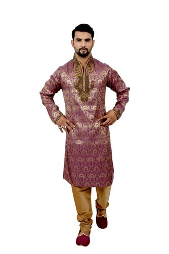 Purple Brocadesilk Kurta Pyjama