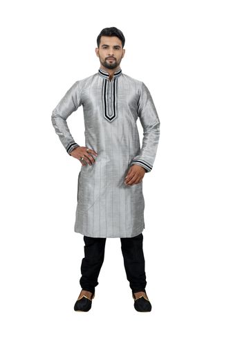 Grey Artsilk Kurta Pyjama