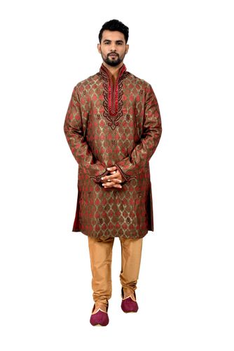 Multi Brocadesilk Online Wedding Kurta Pajama