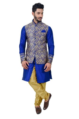 Monoblue Kurtasetwith Multi Jacket