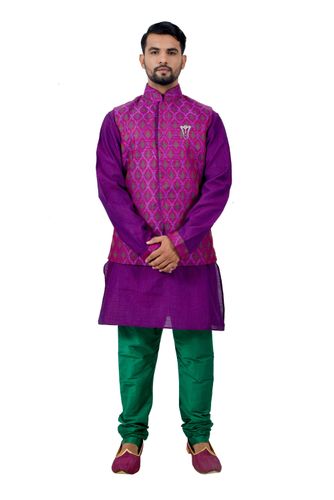 Cottonsilk Kurtasetwith Silk Jacket