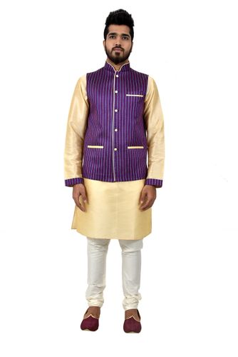 Artsilk Kurtasetwith Linensilk Jacket