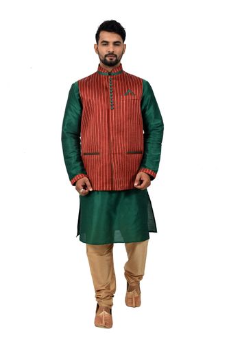 Green Kurtasetwith Maroon Jacket