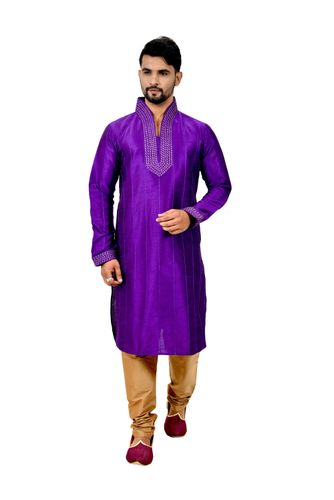 Purple Artsilk Kurta Pajama