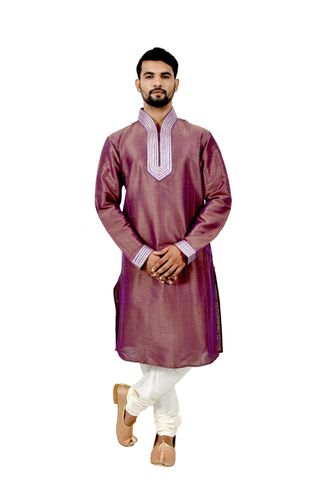 Rosybrown Artsilk Wedding Kurta Pajama