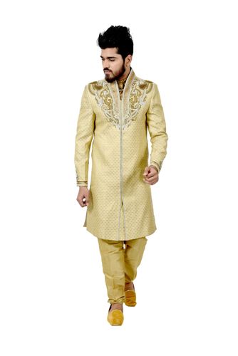 Zari Brocade Silk Art Silk Sherwani