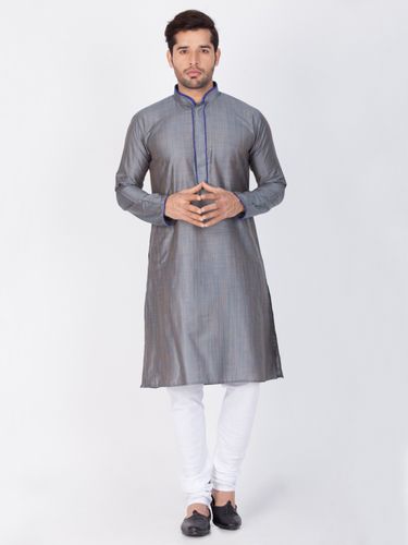 Stylish Look Online Grey Kurta Payjama For Men