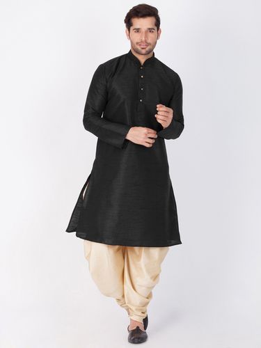 Online Decent Look Black Cotton Kurta For Men